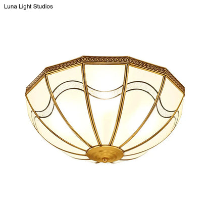 DecorBites™ DecorBites™ Brass Inverted Flush Ceiling Lamp with Milky Glass, 4 Lights and Wave Pattern - Ideal for bedrooms
