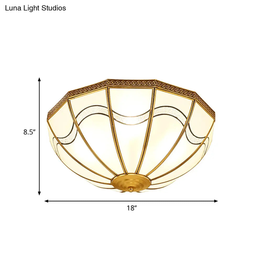 DecorBites™ DecorBites™ Brass Inverted Flush Ceiling Lamp with Milky Glass, 4 Lights and Wave Pattern - Ideal for bedrooms