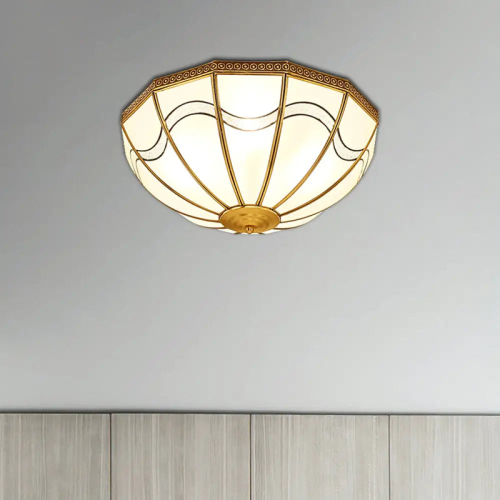 DecorBites™ DecorBites™ Brass Inverted Flush Ceiling Lamp with Milky Glass, 4 Lights and Wave Pattern - Ideal for bedrooms