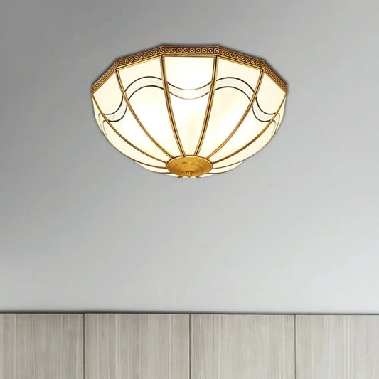 DecorBites™ DecorBites™ Brass Inverted Flush Ceiling Lamp with Milky Glass, 4 Lights and Wave Pattern - Ideal for bedrooms