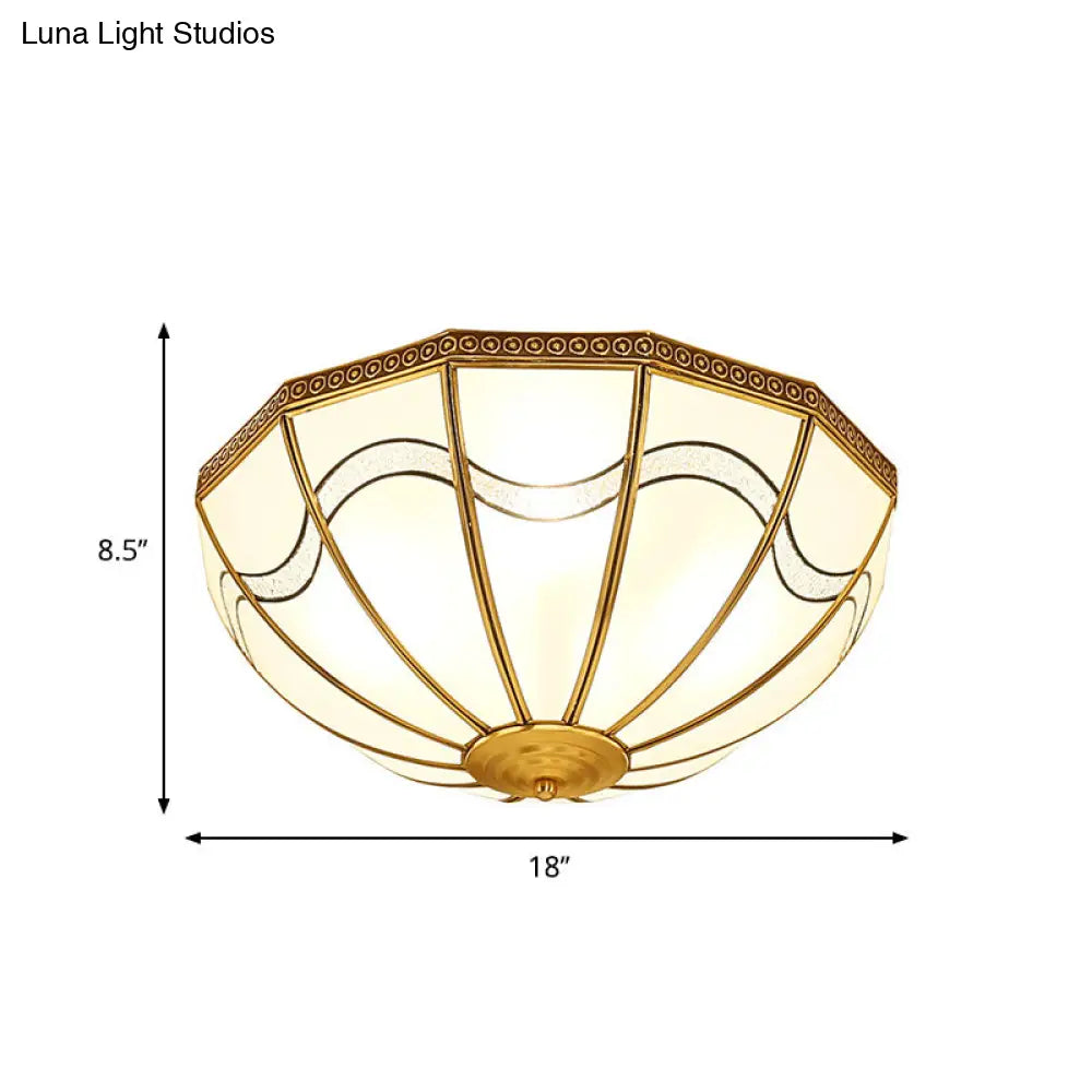 DecorBites™ DecorBites™ Brass Inverted Flush Ceiling Lamp with Milky Glass, 4 Lights and Wave Pattern - Ideal for bedrooms
