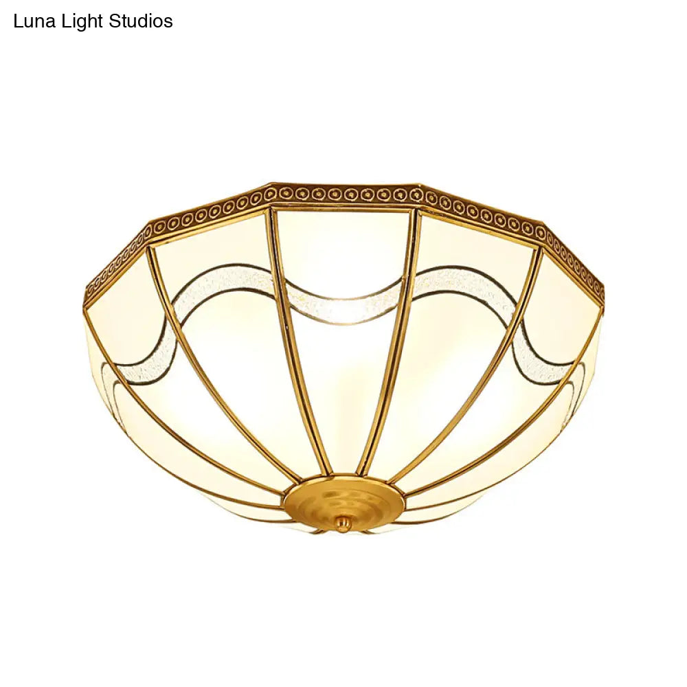 DecorBites™ DecorBites™ Brass Inverted Flush Ceiling Lamp with Milky Glass, 4 Lights and Wave Pattern - Ideal for bedrooms