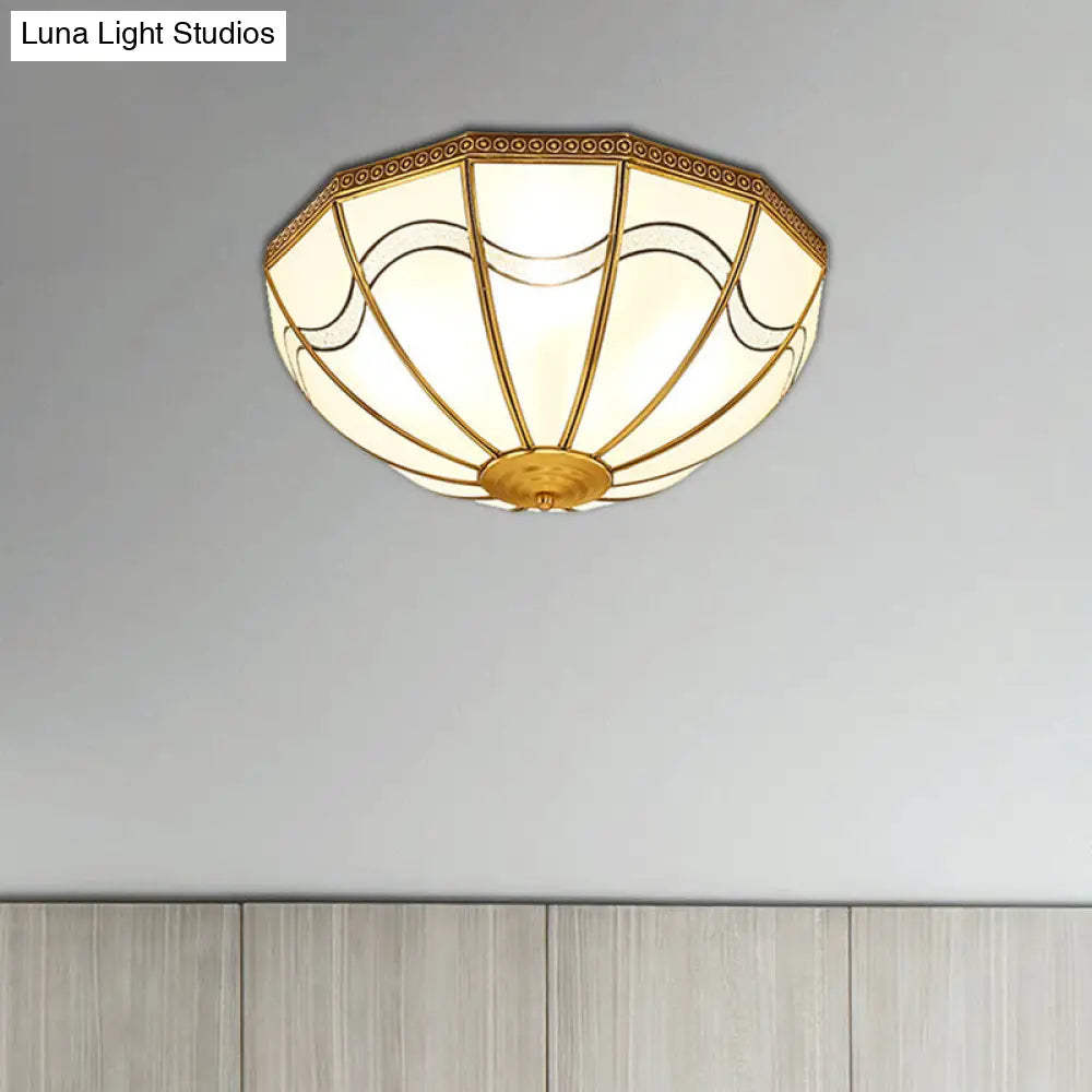DecorBites™ DecorBites™ Brass Inverted Flush Ceiling Lamp with Milky Glass, 4 Lights and Wave Pattern - Ideal for bedrooms