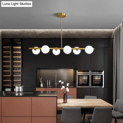 DecorBites™ Brass Island Pendant Light Fixture - Simplicity Ball Glass Dining Room Lighting Kit