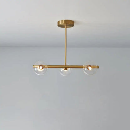 DecorBites™ Brass Island Pendant Light Fixture - Simplicity Ball Glass Dining Room Lighting Kit