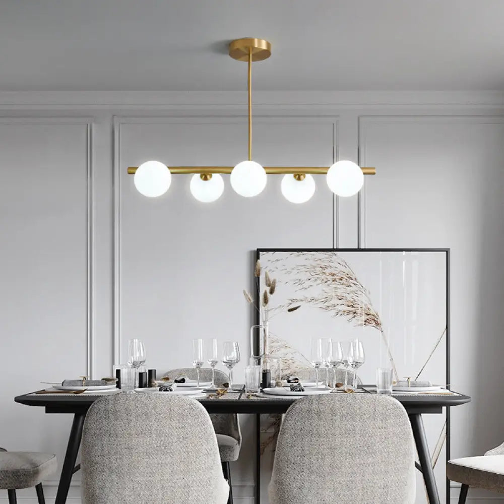DecorBites™ Brass Island Pendant Light Fixture - Simplicity Ball Glass Dining Room Lighting Kit