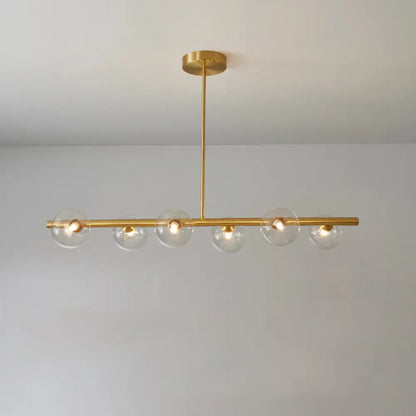 DecorBites™ Brass Island Pendant Light Fixture - Simplicity Ball Glass Dining Room Lighting Kit