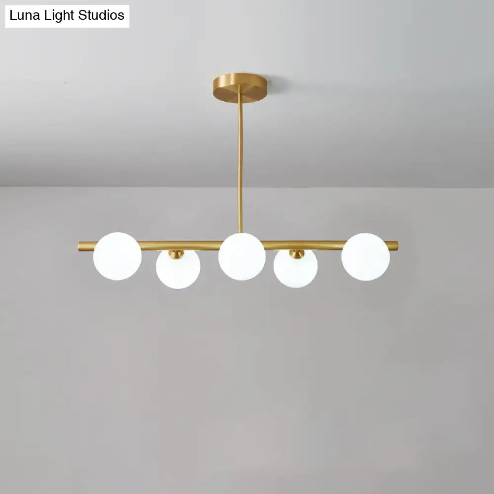 DecorBites™ Brass Island Pendant Light Fixture - Simplicity Ball Glass Dining Room Lighting Kit