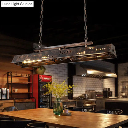 DecorBites™ Brass Island Pendant Light - Loft Style Hanging Lamp with Etched Lettering - Metal Finish