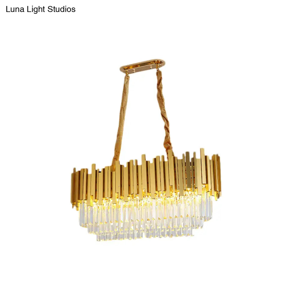 DecorBites™ Brass Island Pendant - Traditional Crystal Dining Room Ceiling Light - 31.5"/39" Wide