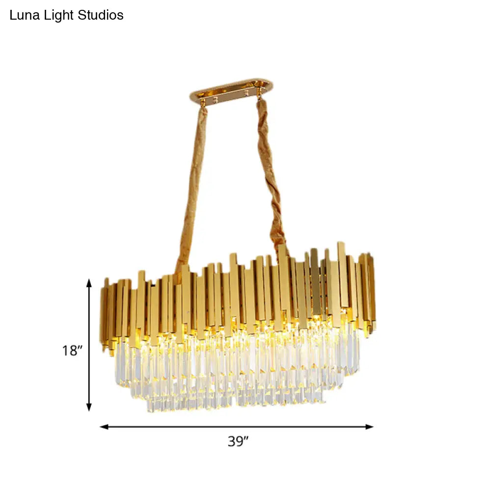 DecorBites™ Brass Island Pendant - Traditional Crystal Dining Room Ceiling Light - 31.5"/39" Wide