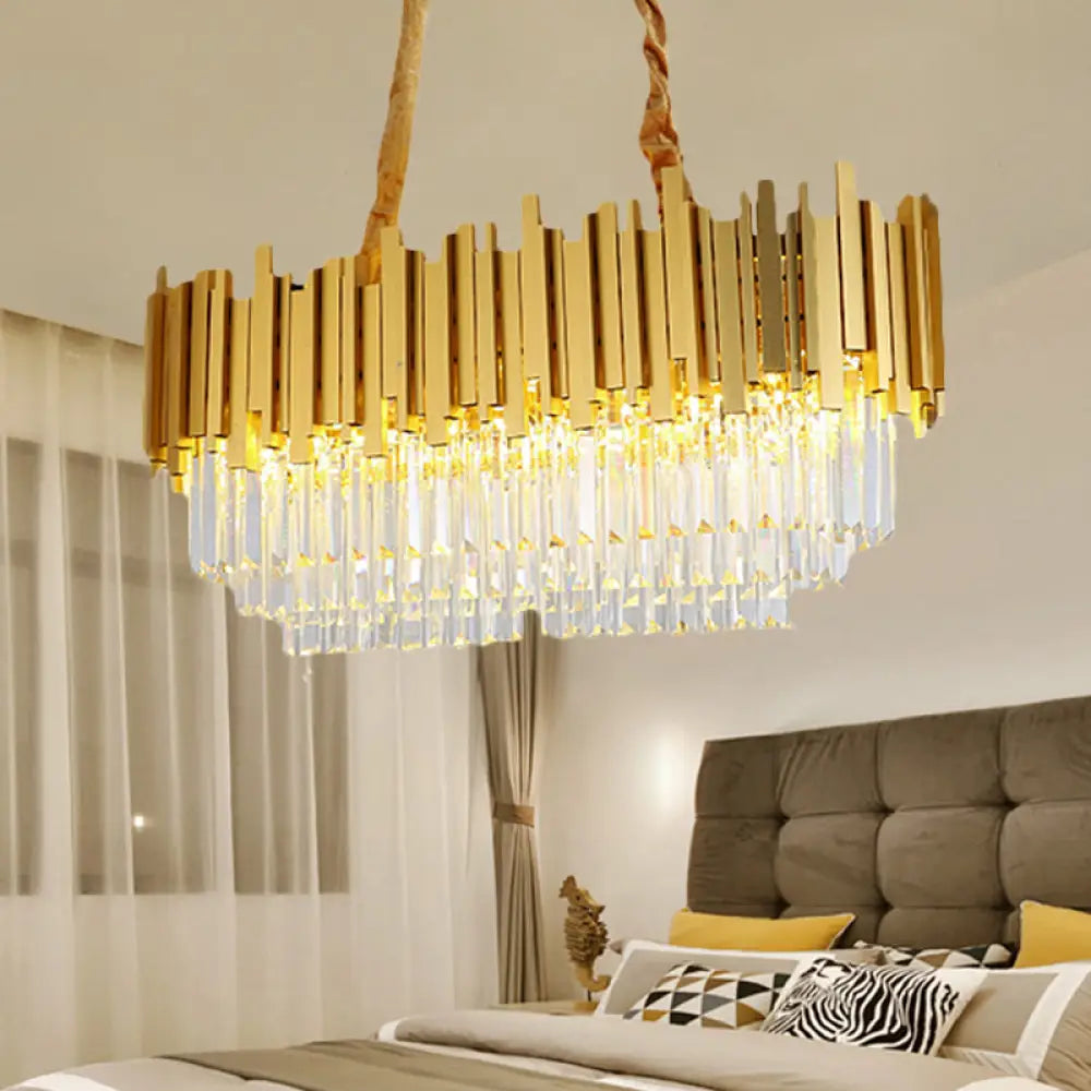 DecorBites™ Brass Island Pendant - Traditional Crystal Dining Room Ceiling Light - 31.5"/39" Wide