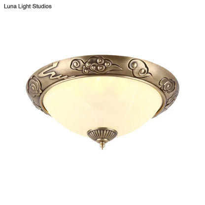 DecorBites™ DecorBites™ Brass LED Colonial Dome Ceiling Light in Opal Glass, 12"/16" for Bedroom