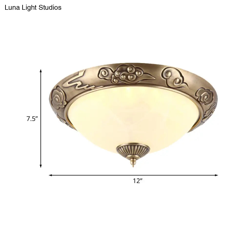DecorBites™ DecorBites™ Brass LED Colonial Dome Ceiling Light in Opal Glass, 12"/16" for Bedroom