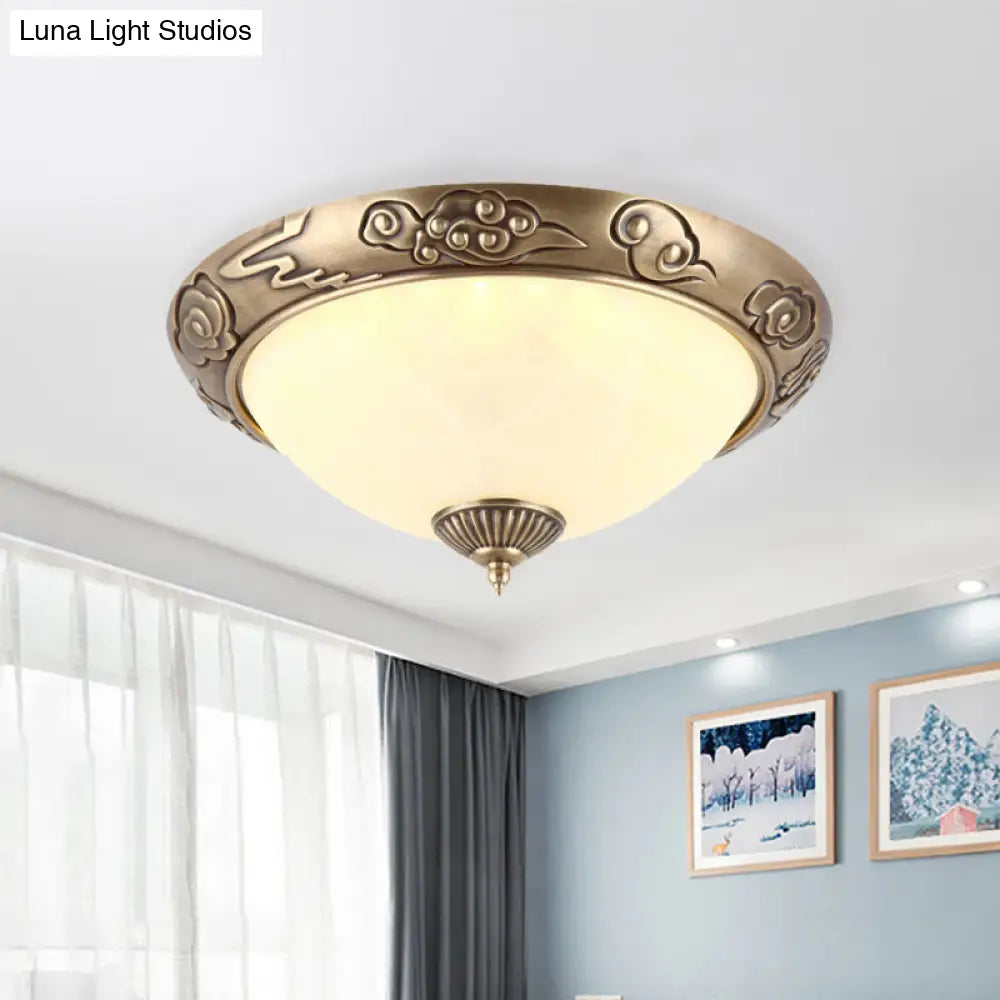 DecorBites™ DecorBites™ Brass LED Colonial Dome Ceiling Light in Opal Glass, 12"/16" for Bedroom