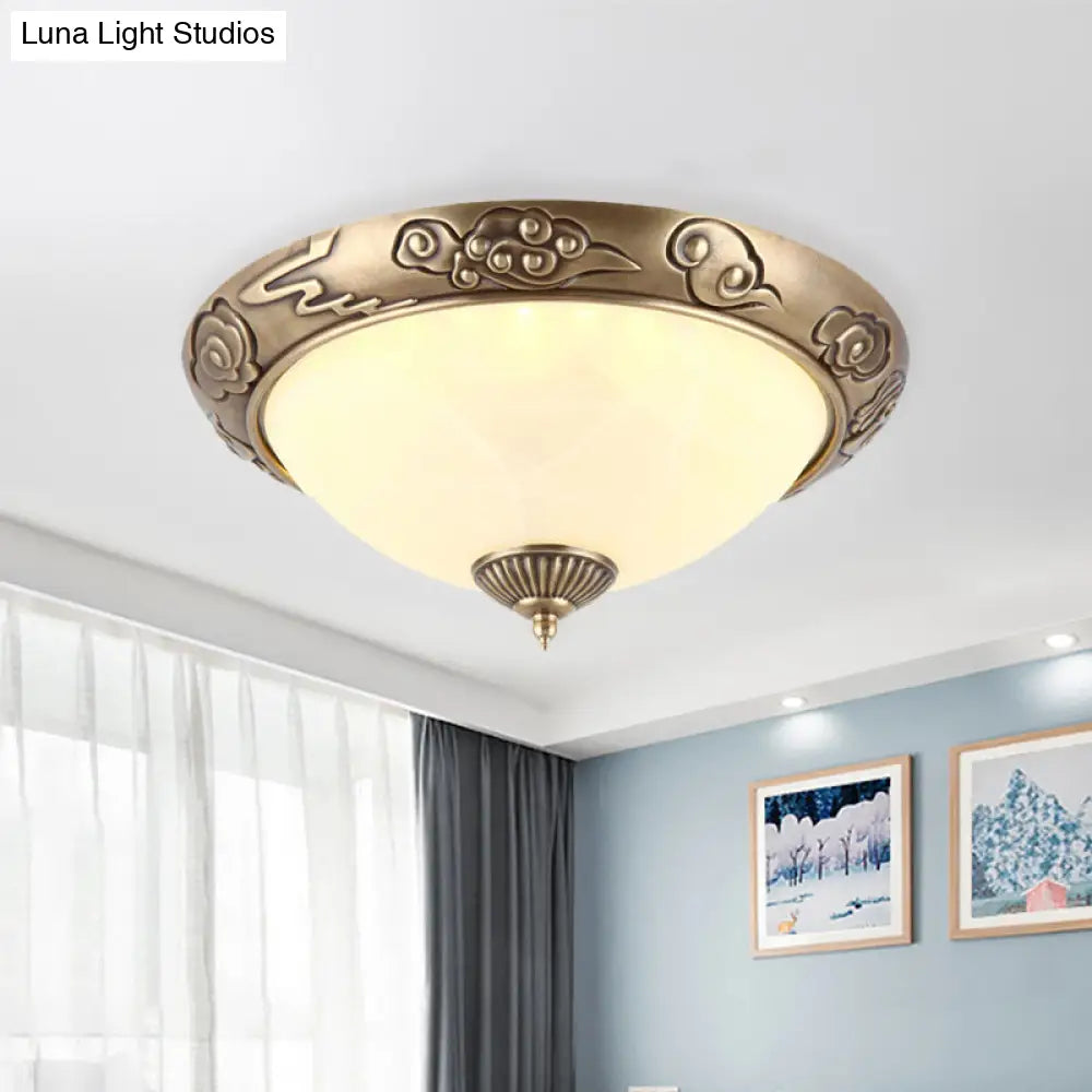 DecorBites™ DecorBites™ Brass LED Colonial Dome Ceiling Light in Opal Glass, 12"/16" for Bedroom