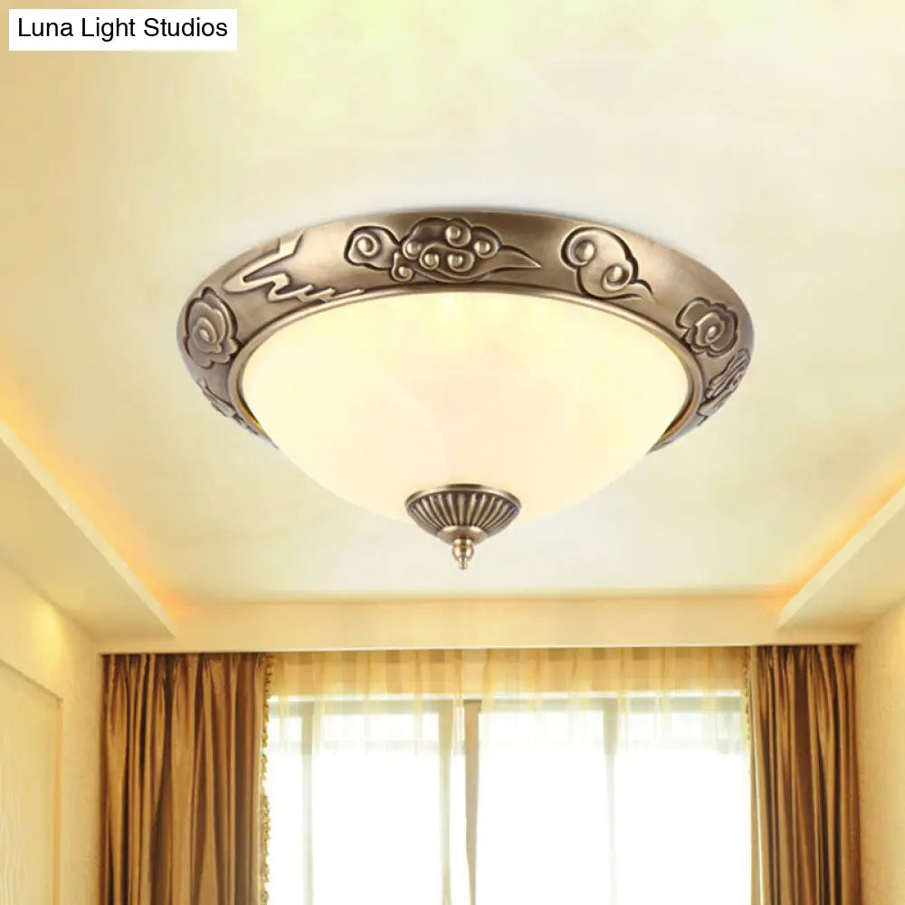 DecorBites™ DecorBites™ Brass LED Colonial Dome Ceiling Light in Opal Glass, 12"/16" for Bedroom