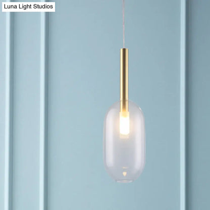 Brass LED Pendant Lamp with Clear Glass Shade for Stylish Living Room