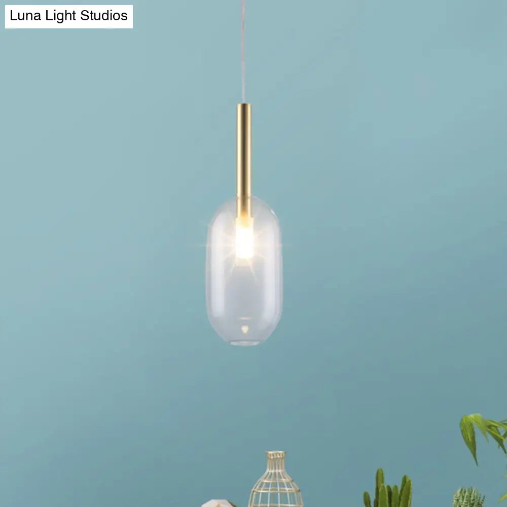 Brass LED Pendant Lamp with Clear Glass Shade for Stylish Living Room