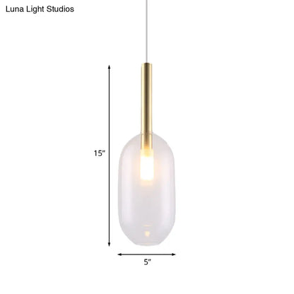 Brass LED Pendant Lamp with Clear Glass Shade for Stylish Living Room