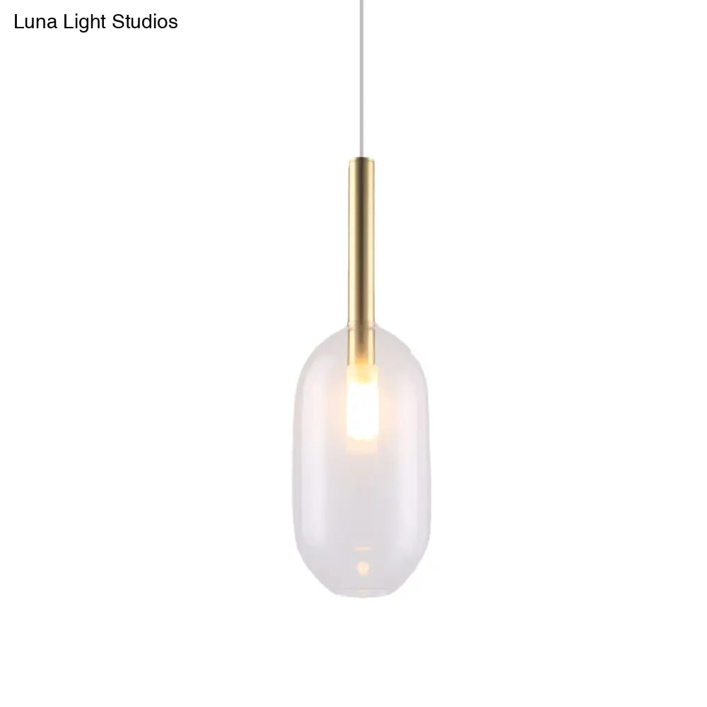 Brass LED Pendant Lamp with Clear Glass Shade for Stylish Living Room