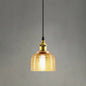 Brass Loft Style Single-Bulb Pendant Ceiling Light with Lattice Glass Bowl Design