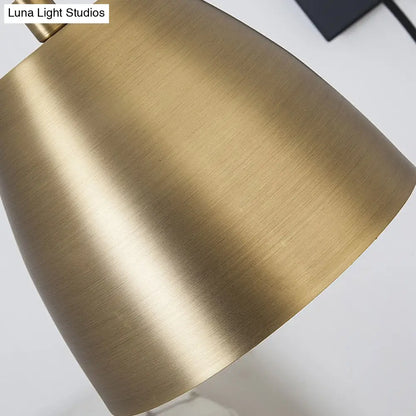 Brass Loft Style Wall Sconce with Metallic Barrel Shade - 1 Light Angle Arm Lighting for Bedroom