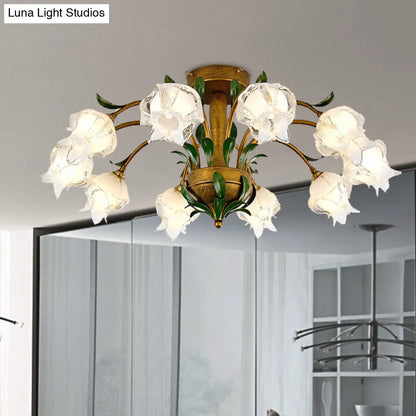 DecorBites™ DecorBites™ Brass Metal LED Ceiling Light: Countryside Flower Style, 6/8/10 Bulbs, Semi Flush Mount for Bedroom