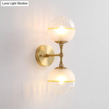 DecorBites™ DecorBites™ Brass Modern Spherical Wall Sconce with Frosted Glass and 2 Bulbs