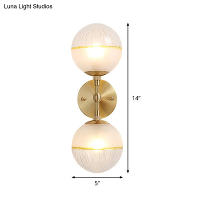 DecorBites™ DecorBites™ Brass Modern Spherical Wall Sconce with Frosted Glass and 2 Bulbs