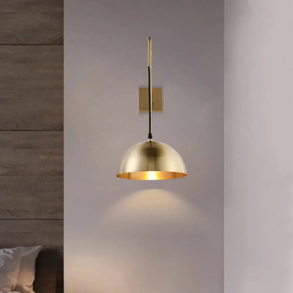 DecorBites™ Brass Modernist Dome Sconce - Stylish 1-Bulb Wall Mounted Light Fixture for Bedroom