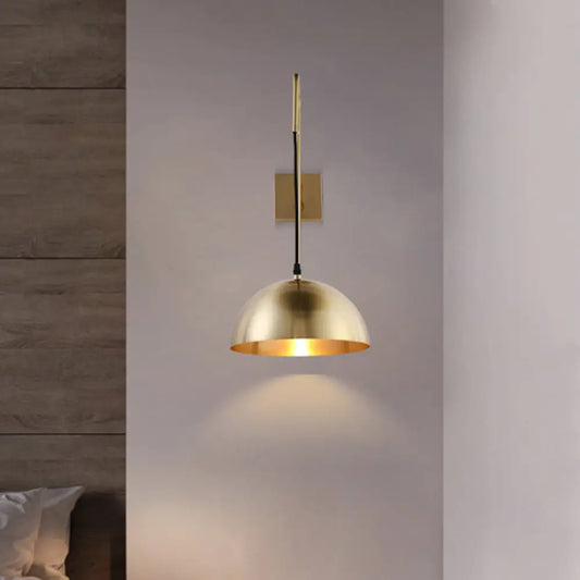 DecorBites™ Brass Modernist Dome Sconce - Stylish 1-Bulb Wall Mounted Light Fixture for Bedroom