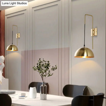 DecorBites™ Brass Modernist Dome Sconce - Stylish 1-Bulb Wall Mounted Light Fixture for Bedroom
