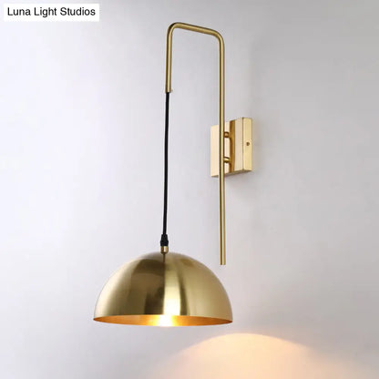 DecorBites™ Brass Modernist Dome Sconce - Stylish 1-Bulb Wall Mounted Light Fixture for Bedroom
