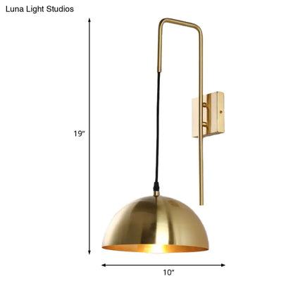 DecorBites™ Brass Modernist Dome Sconce - Stylish 1-Bulb Wall Mounted Light Fixture for Bedroom