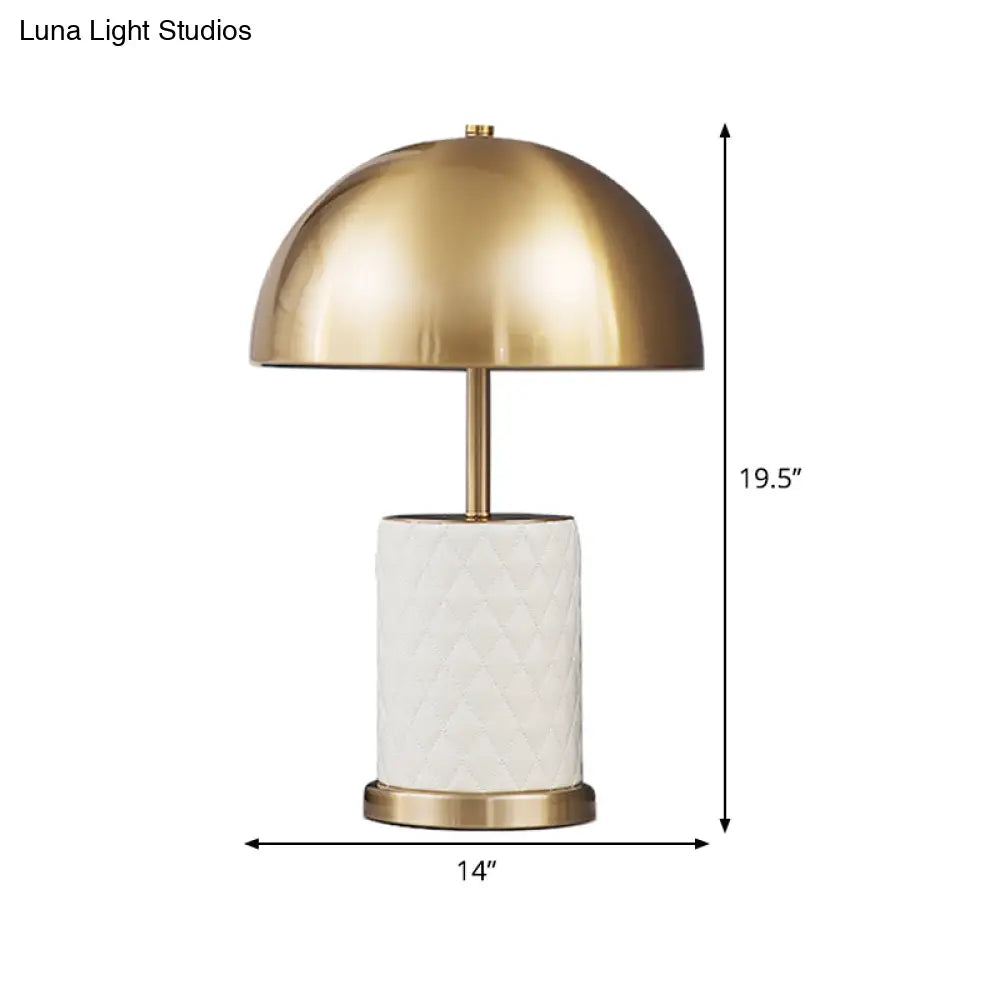 Lámpara de mesilla de noche de latón - Lámpara de mesa moderna de metal con forma de cuenco para dormitorio