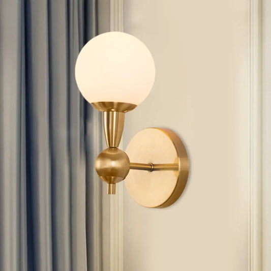 DecorBites™ Brass Orb Wall Mount Light with Opal Glass Lampshade - Mid Century Wall Lighting Idea
