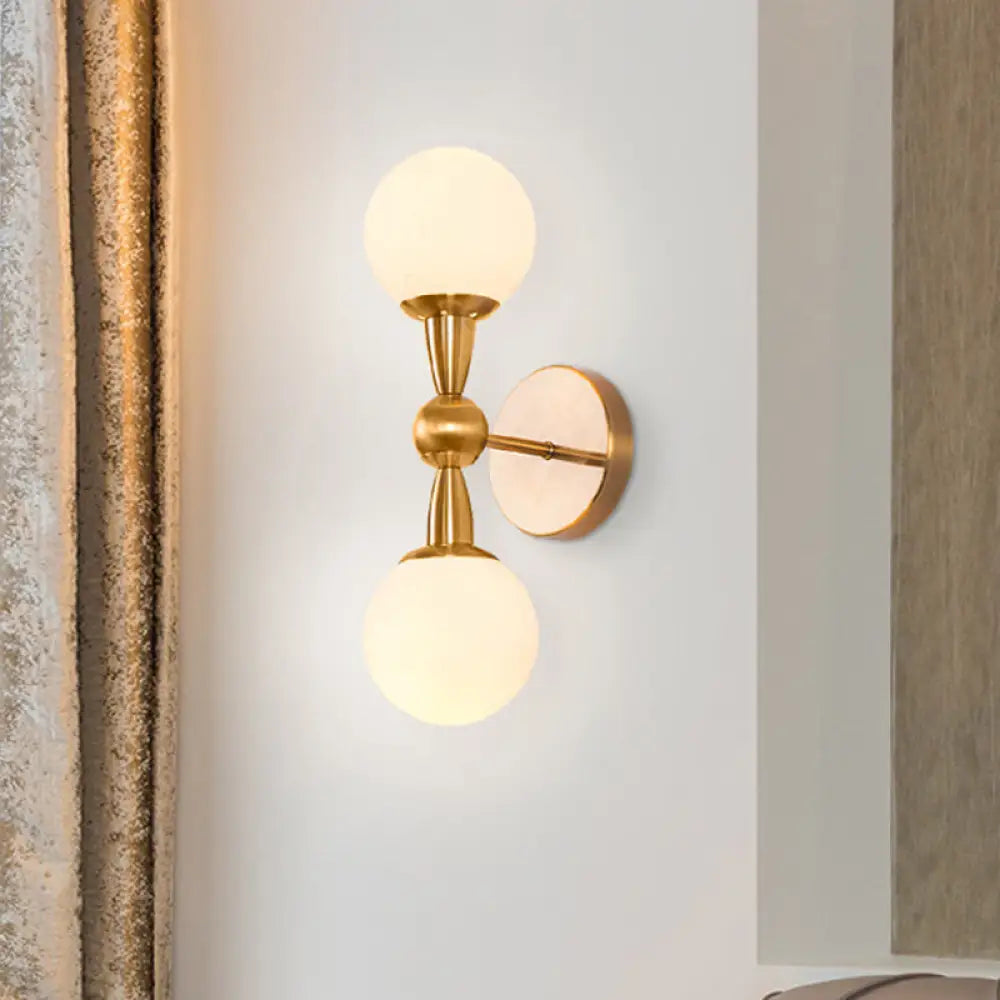 DecorBites™ Brass Orb Wall Mount Light with Opal Glass Lampshade - Mid Century Wall Lighting Idea