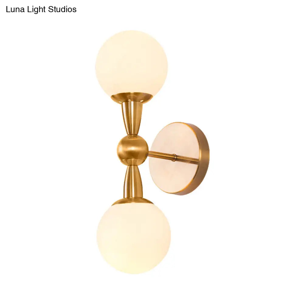 DecorBites™ Brass Orb Wall Mount Light with Opal Glass Lampshade - Mid Century Wall Lighting Idea