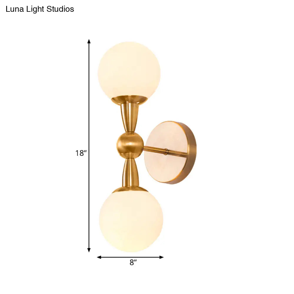 DecorBites™ Brass Orb Wall Mount Light with Opal Glass Lampshade - Mid Century Wall Lighting Idea
