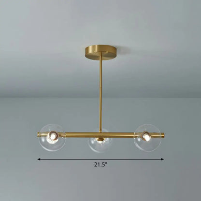 DecorBites™ Brass Plated Glass Sphere Island Pendant Light - Modern Hanging Lighting for Dining Room