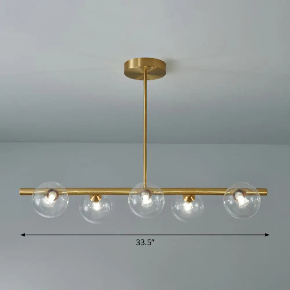 DecorBites™ Brass Plated Glass Sphere Island Pendant Light - Modern Hanging Lighting for Dining Room