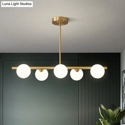 DecorBites™ Brass Plated Glass Sphere Island Pendant Light - Modern Hanging Lighting for Dining Room