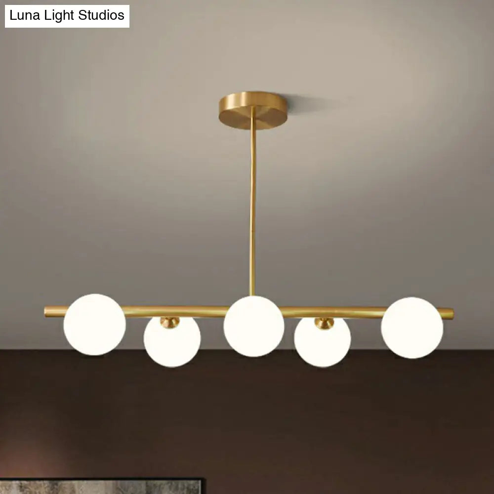 DecorBites™ Brass Plated Glass Sphere Island Pendant Light - Modern Hanging Lighting for Dining Room