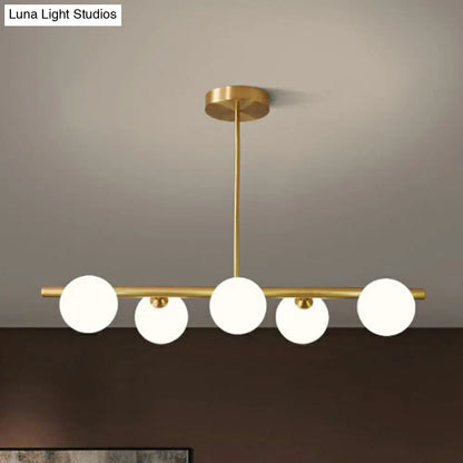 DecorBites™ Brass Plated Glass Sphere Island Pendant Light - Modern Hanging Lighting for Dining Room