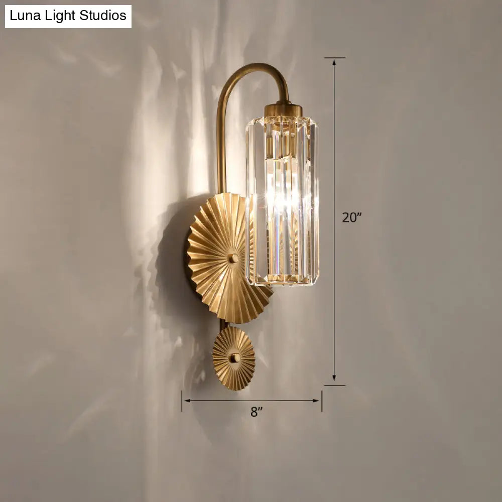 DecorBites™ DecorBites™ Brass Postmodern Wall Sconce with Prismatic Crystal - Cylindrical Foyer Lighting