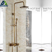 Brass rainfall shower faucet with rainfall shower and handheld spray in brass finish for bathroom use