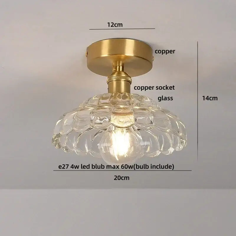 Brass red butterfly glass led ceiling light with clear bubble glass and brass copper fixture for bedroom decorbites decor