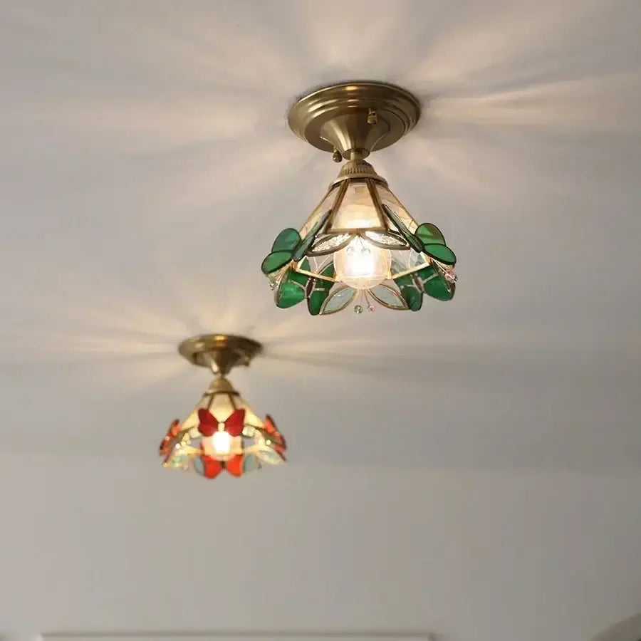 Green and clear butterfly glass led ceiling light with brass fixture for bedroom decorbites butterfly glass decor