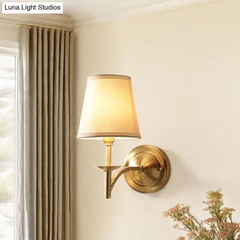 DecorBites™ Brass Sconce Lamp: Simplicity 1-Bulb Wall Light with Fabric Shade